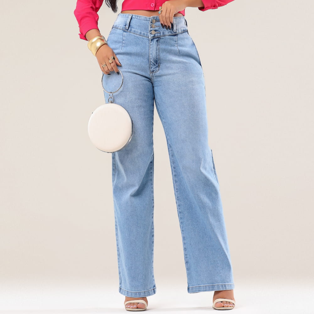 Calça Jeans Feminina Wide Leg Modeladora c/ Elastano Marselha( Leve 2 Pague 1 )