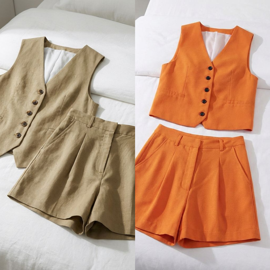 Conjunto em Alfaiataria Casual de Algodão e Linho Misto (Compre 1 Leve 2)