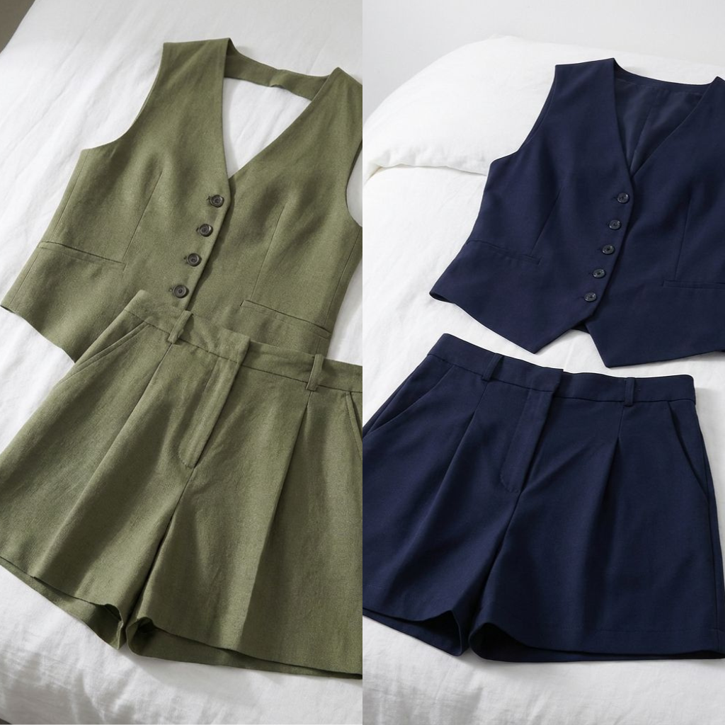 Conjunto em Alfaiataria Casual de Algodão e Linho Misto (Compre 1 Leve 2)
