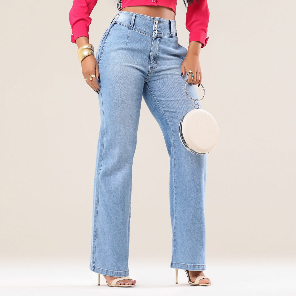 Calça Jeans Feminina Wide Leg Modeladora c/ Elastano Marselha( Leve 2 Pague 1 )