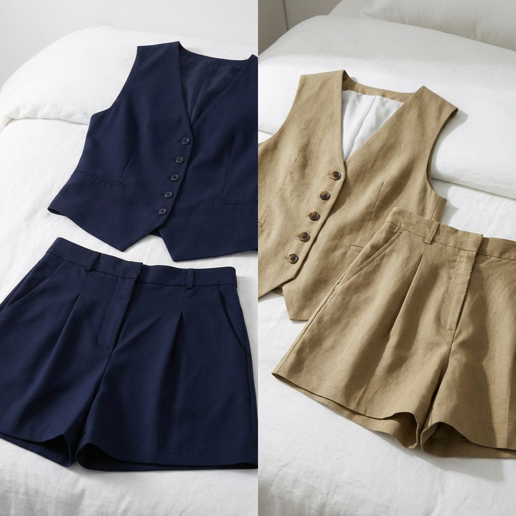 Conjunto em Alfaiataria Casual de Algodão e Linho Misto (Compre 1 Leve 2)