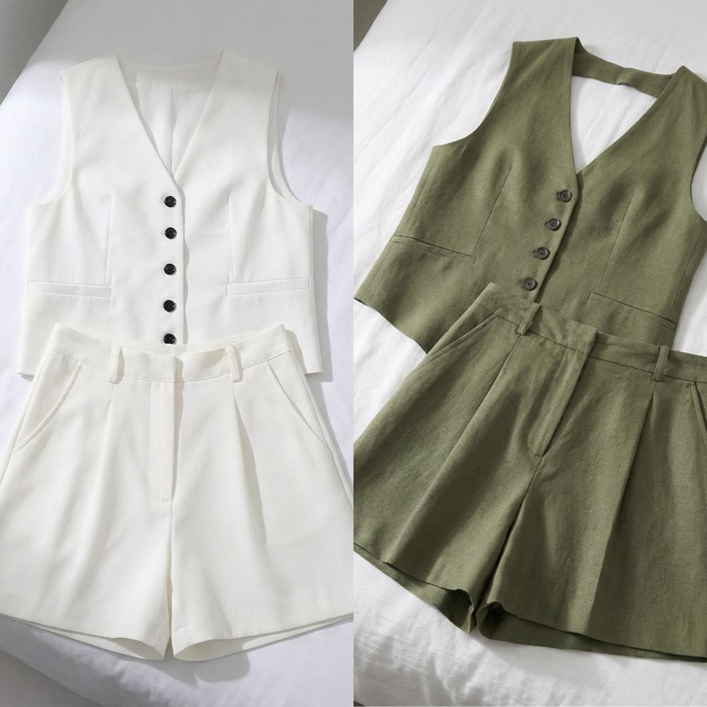 Conjunto em Alfaiataria Casual de Algodão e Linho Misto (Compre 1 Leve 2)