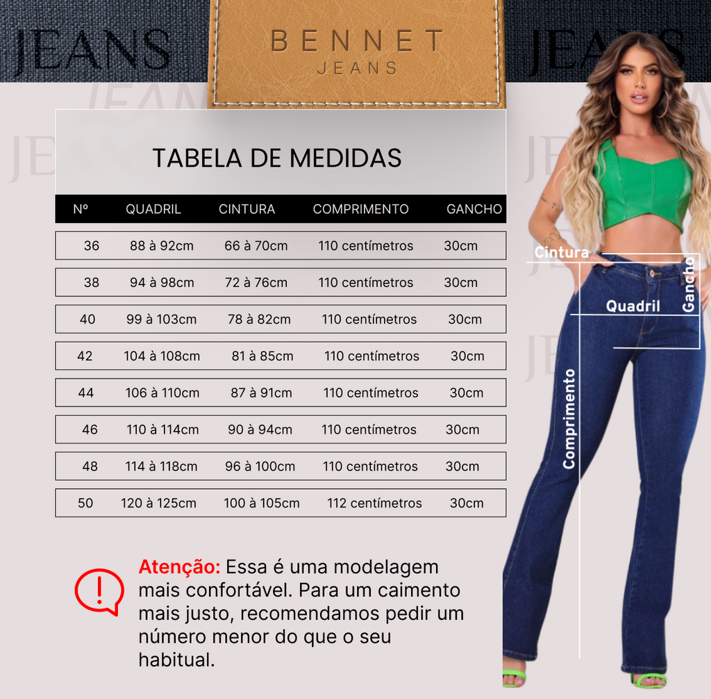 Calça Jeans Flare Cintura Alta Bolso Faca Barra Reta