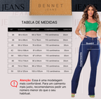 Calça Jeans Flare Cintura Alta Bolso Faca Barra Reta