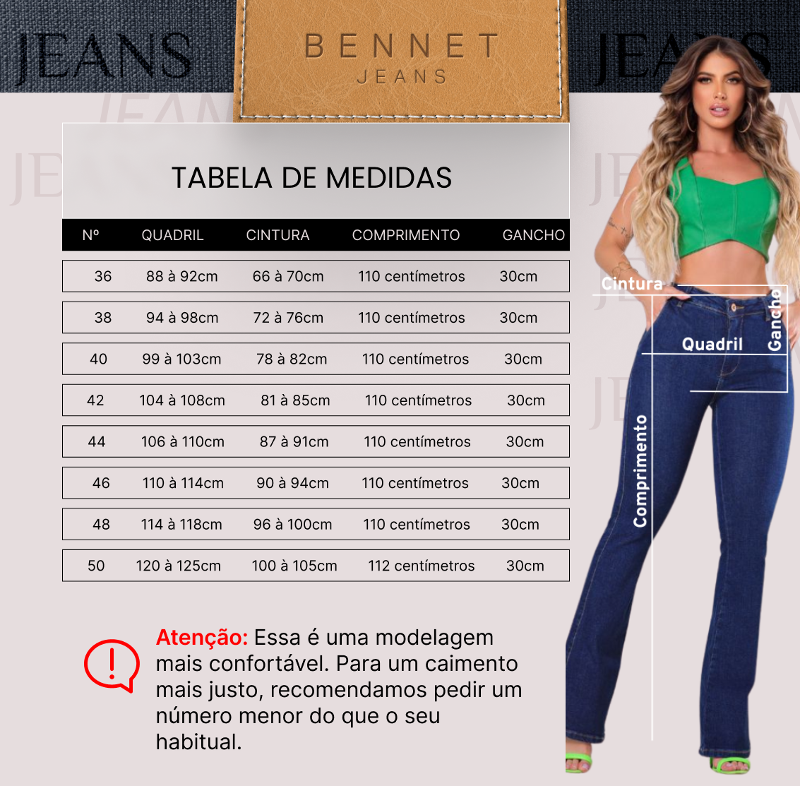 Calça Jeans Flare Cintura Alta Bolso Faca Barra Reta