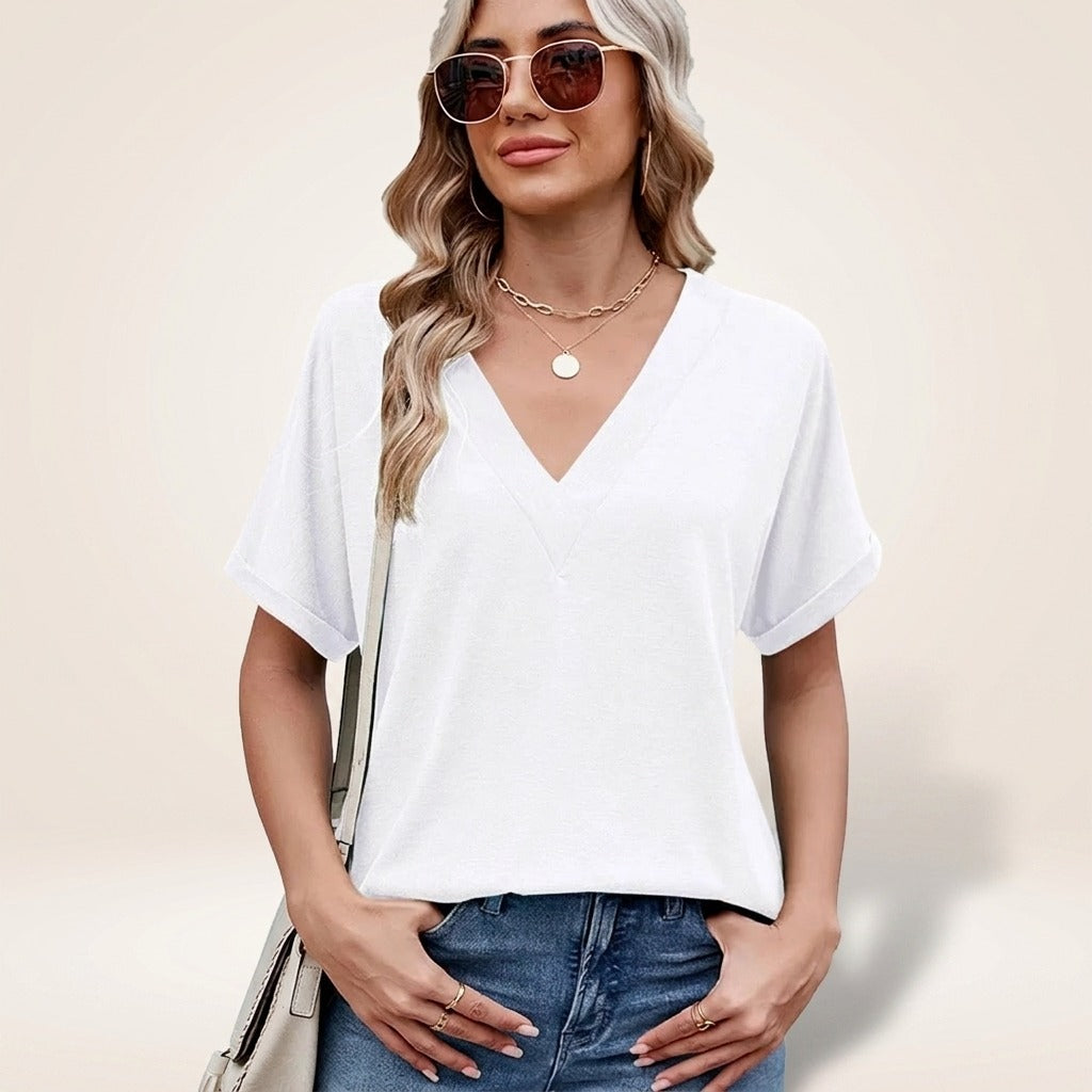 (COMPRE 1 LEVE 2) Blusa Elvara™ com Decote V e Estilo Atemporal