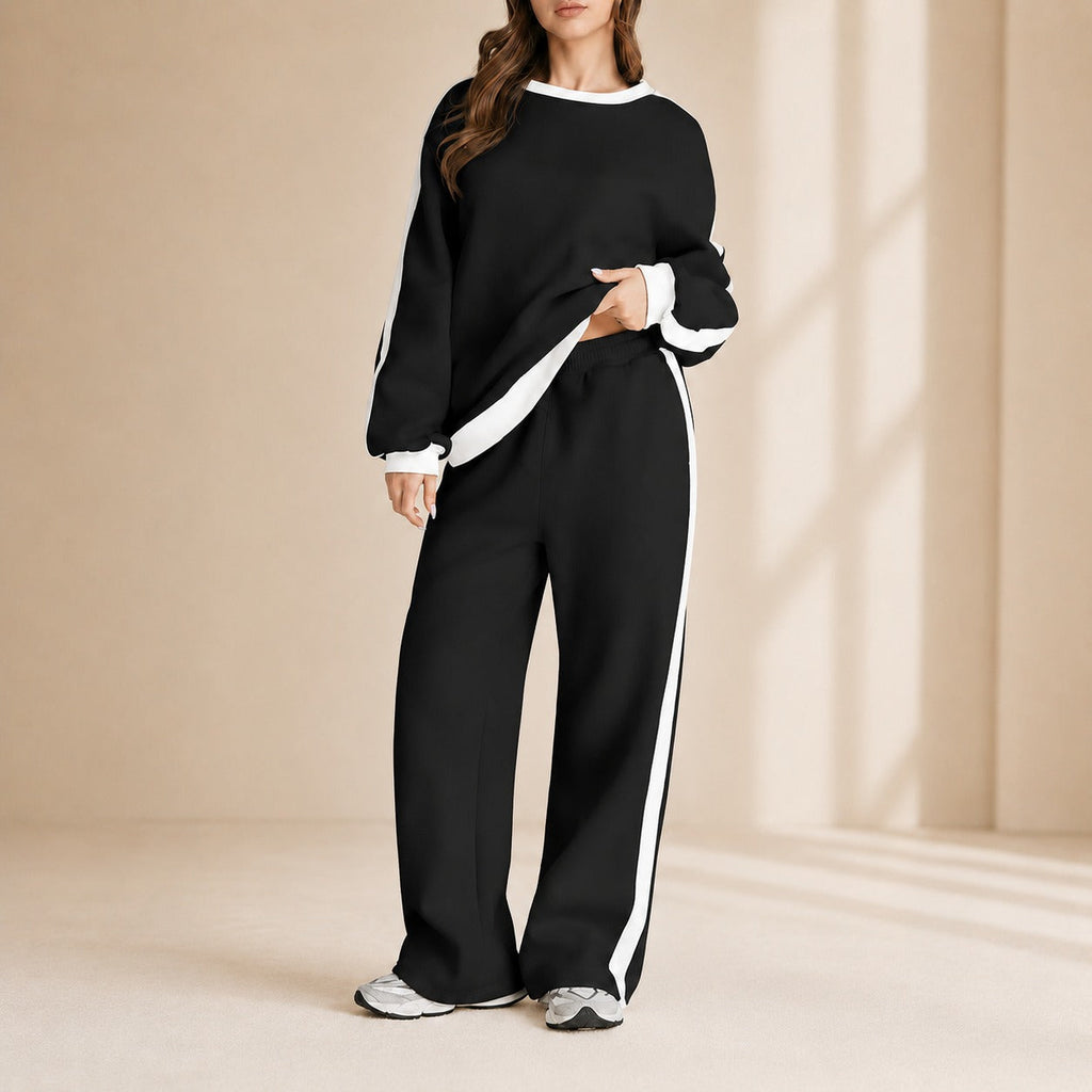 Conjunto de Moletom Celestelle™ com Listras Laterais e Calça Ampla
