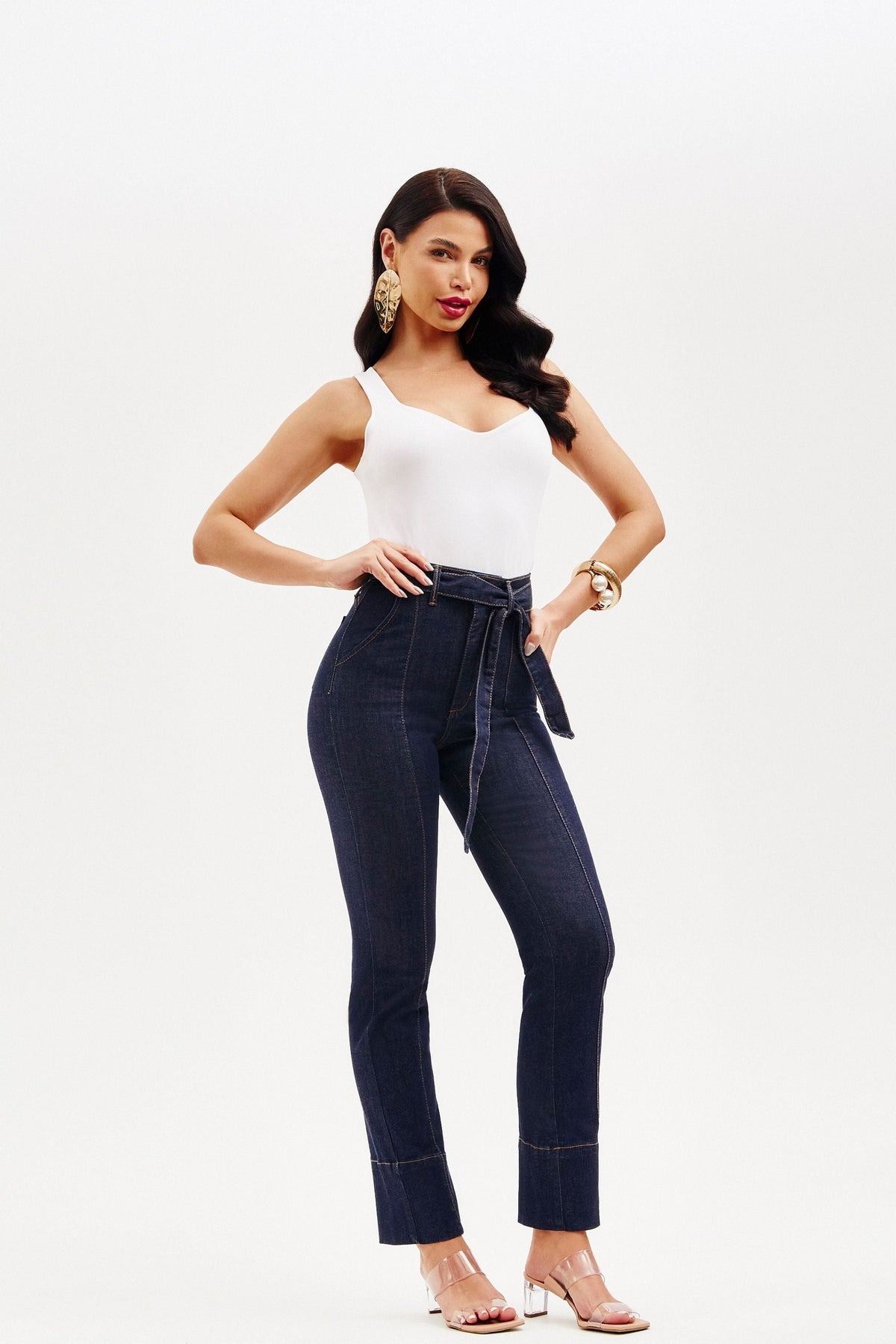 Calça Jeans Tecnológica Reta Cós Super Alto