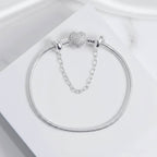 (BRINDE) Kit Pulseira Coração Cravejado + Corrente de Segurança Prata 925